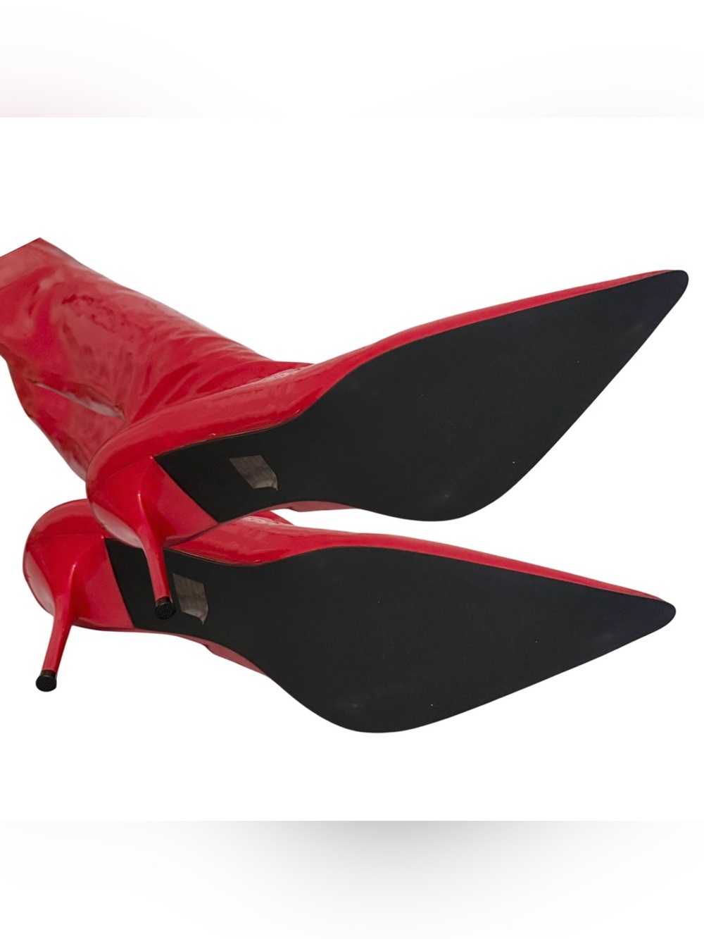 Trickz N’ Thrillz Boots 9 Heeled Stretch Red Vinyl - Picture 7 of 8